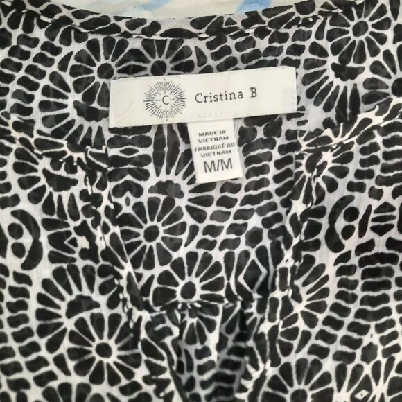 Cristina B Black/White Print Top, Size M - Picture 2 of 2